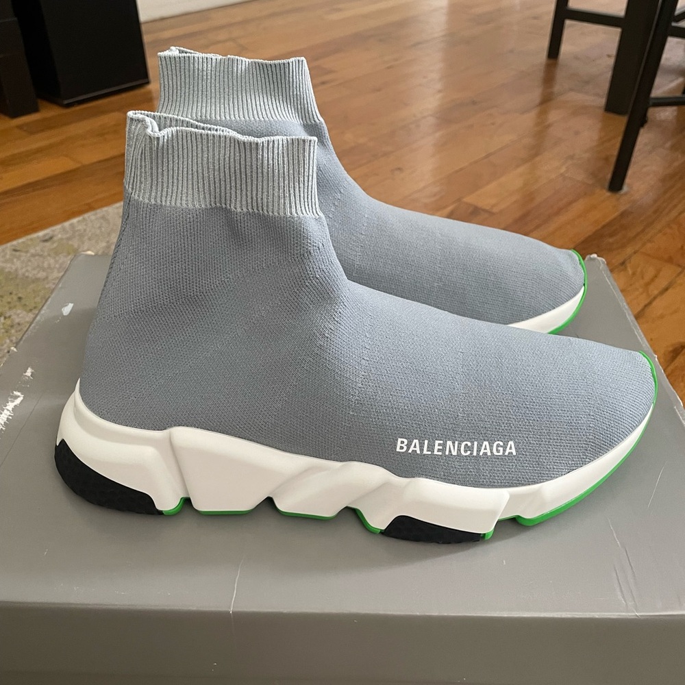 Brand new Balenciaga Speed Trainer grey white black green sz eu 39